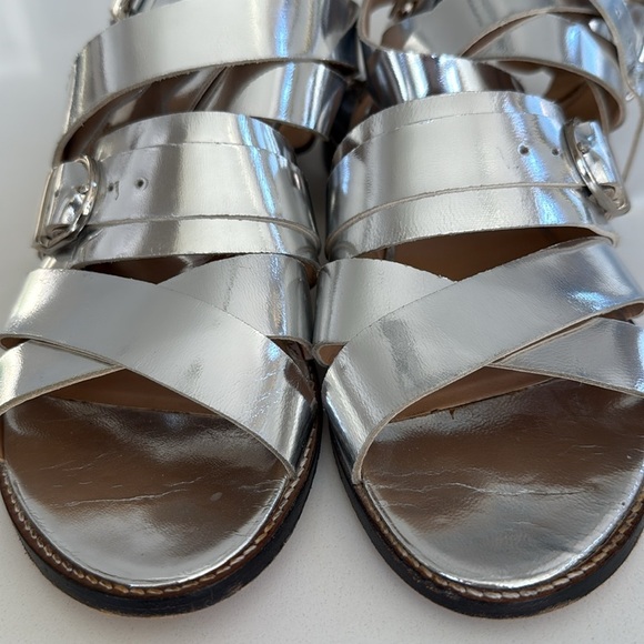 IRO Xoey Flat Sandals Mirrored Silver with Buckles Womens size 39/ 9 - Picture 3 of 16